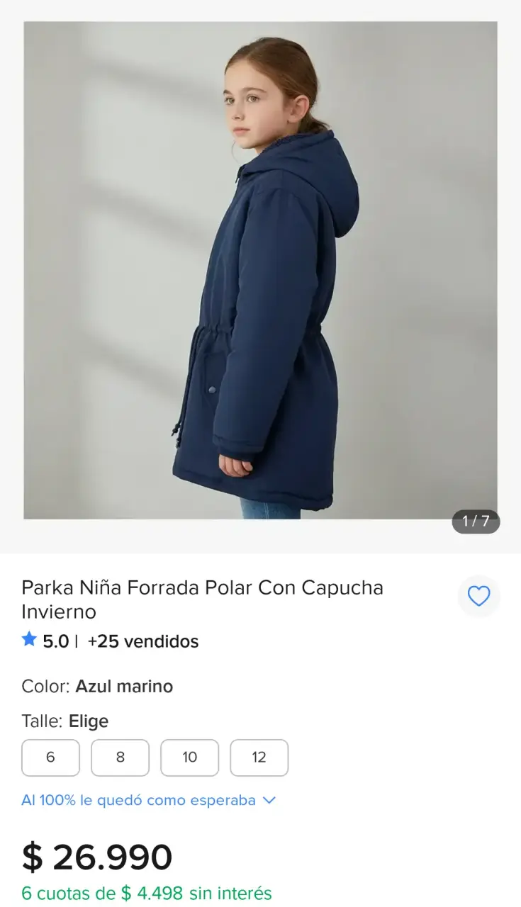 Parka niña o adolescente forrada polar azul marino - 3