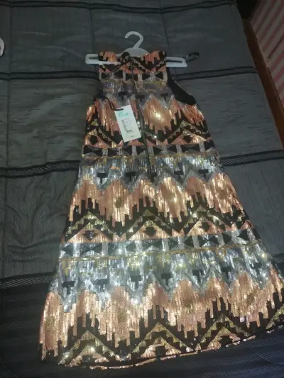 Vestido de lentejuelas geométrico multicolor - miniatura 1