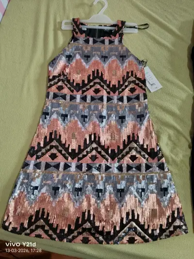 Vestido de lentejuelas geométrico multicolor - miniatura 2