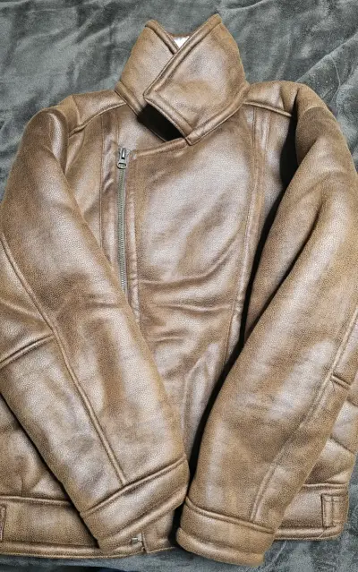 Chaqueta de cuero marrón para hombre - miniatura 1