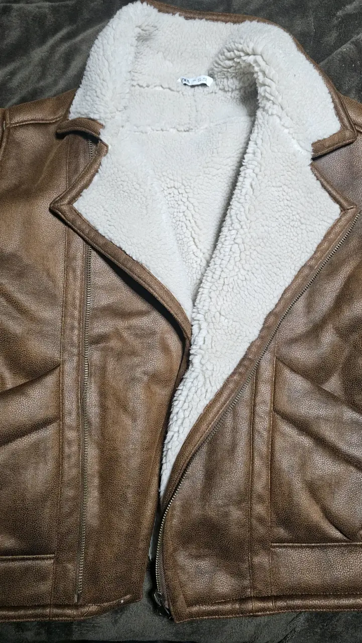 Chaqueta de cuero marrón para hombre - 2