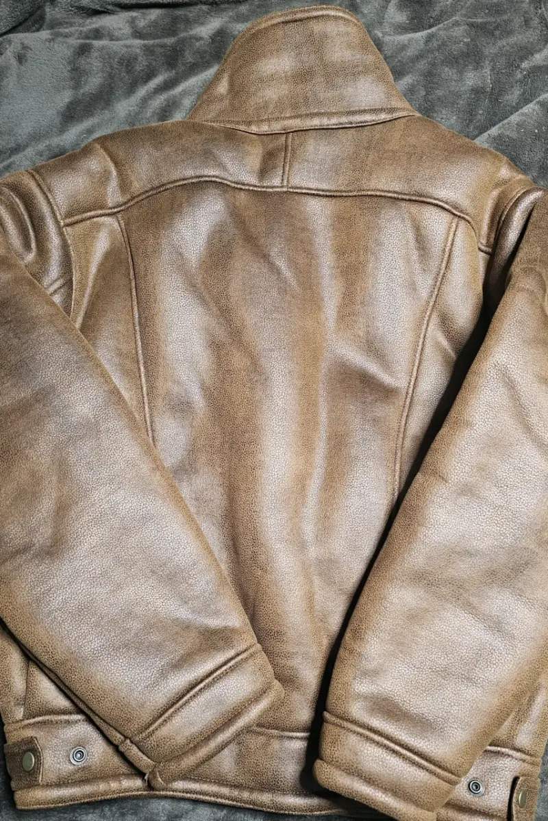 Chaqueta de cuero marrón para hombre - 6