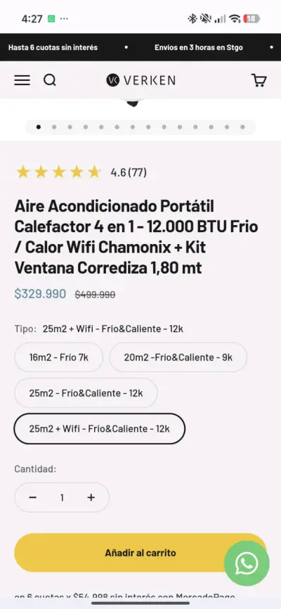 Aire acondicionado portátil Verken 12.000BTU - miniatura 4
