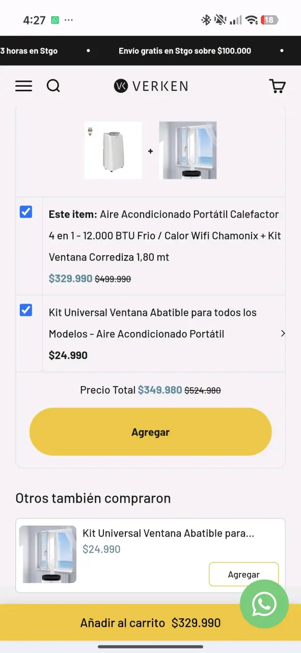 Aire acondicionado portátil Verken 12.000BTU - 5