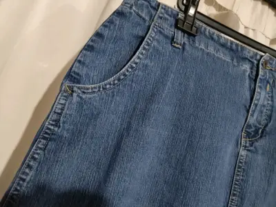 Falda larga de mezclilla azul talla grande - miniatura 3