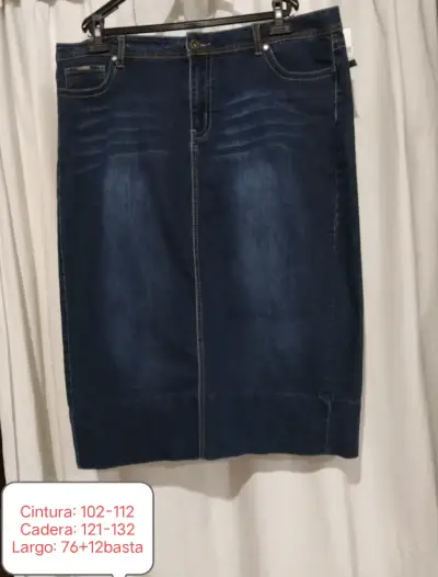Falda de mezclilla azul talla grande - miniatura 1