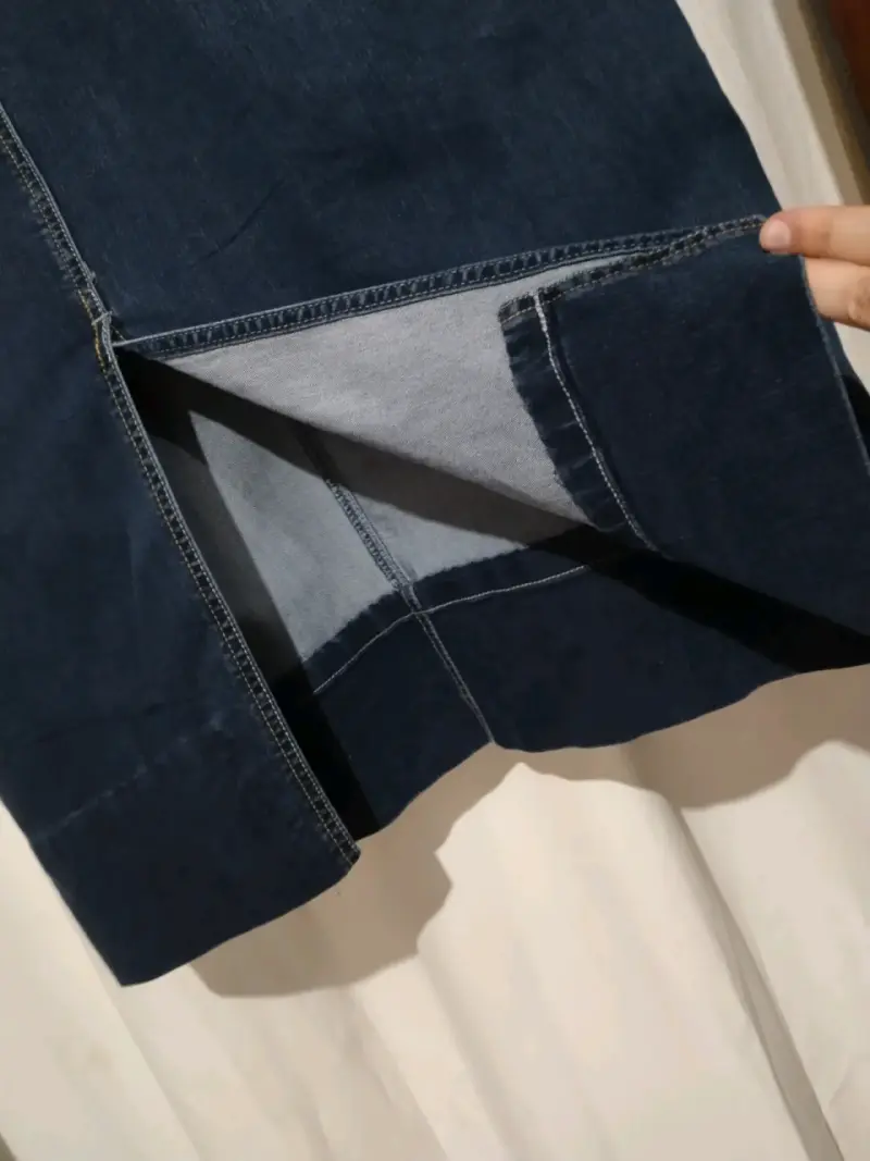 Falda de mezclilla azul talla grande - 3