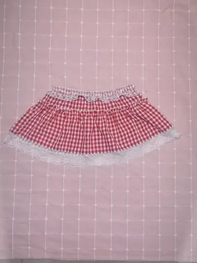 Falda a cuadros con encaje - miniatura 2