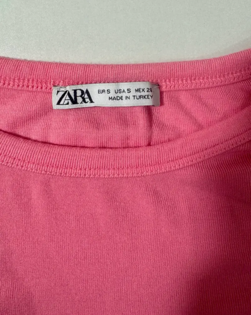 Polera rosa Zara de algodón - 3