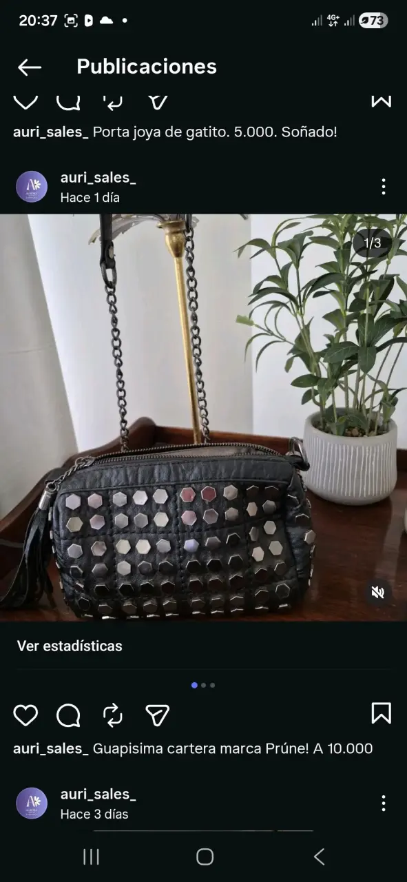 Cartera negra con tachas metálicas Prüne