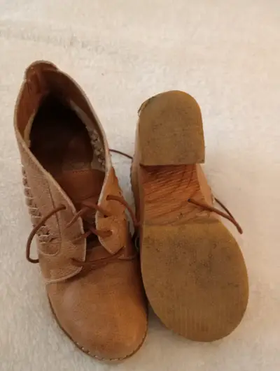 Botines de cuero marrón para mujer - miniatura 1