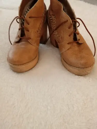 Botines de cuero marrón para mujer - miniatura 6