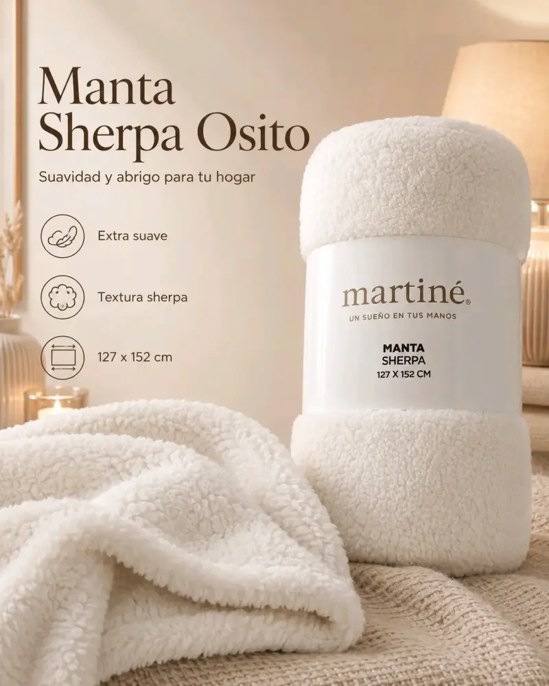 Manta Sherpa Osito Martine azul - 2