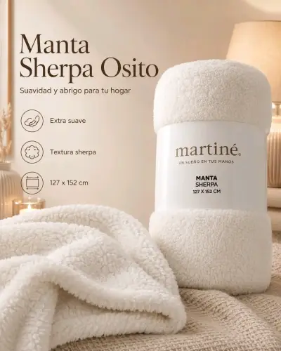 Manta Sherpa Osito Martine azul - miniatura 2