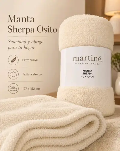 Manta Sherpa Osito Martine azul - miniatura 3