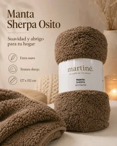 Manta Sherpa Osito Martine azul - miniatura 4