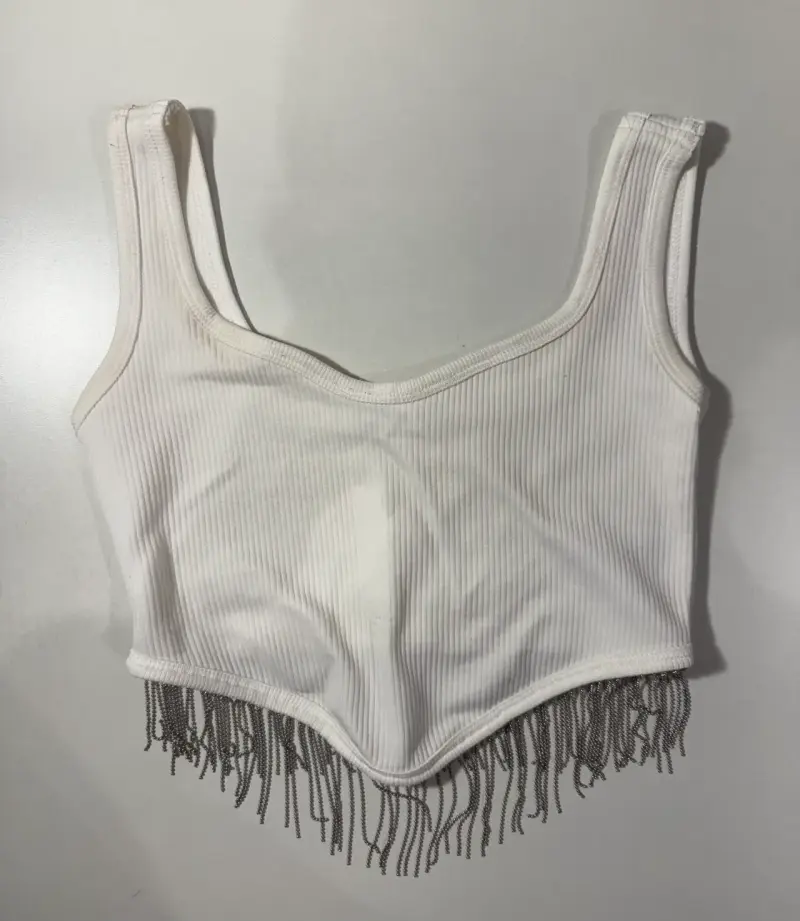 Top blanco con flecos OPPOSITE - 1