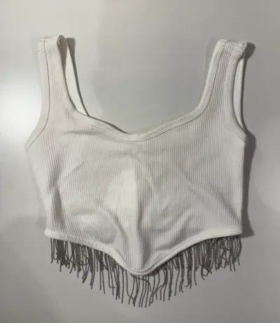 Top blanco con flecos OPPOSITE - miniatura 1