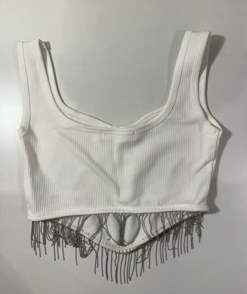 Top blanco con flecos OPPOSITE - 2