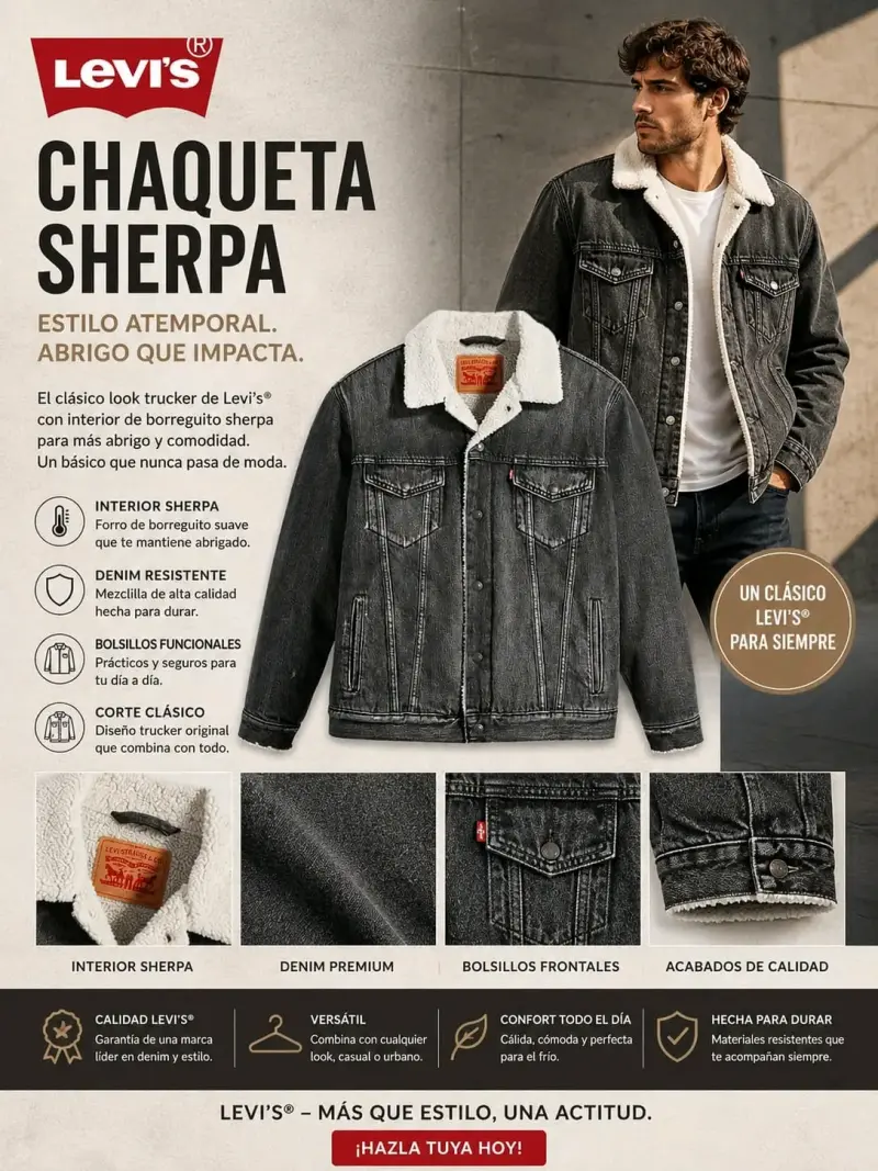 Chaqueta Levi's Sherpa Denim Negra