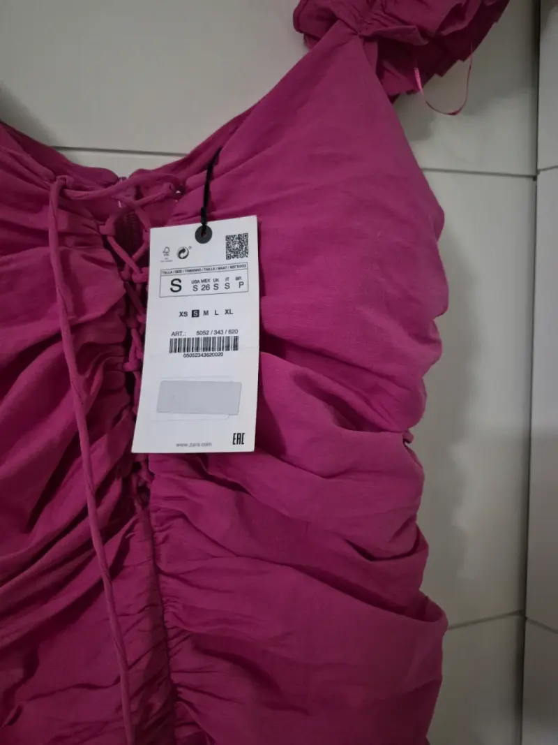 Vestido fucsia con volantes y fruncidos zara - 2
