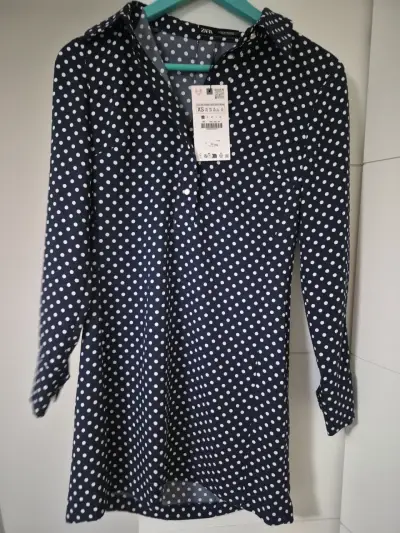 Vestido Zara azul con lunares blancos - miniatura 1