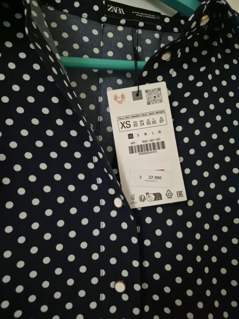 Vestido Zara azul con lunares blancos - 2