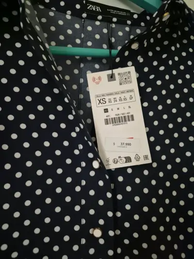 Vestido Zara azul con lunares blancos - miniatura 2