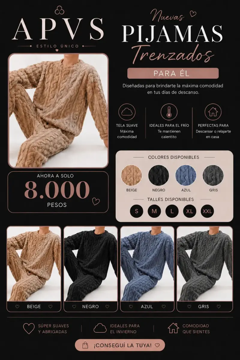 Pijama trenzado para hombre