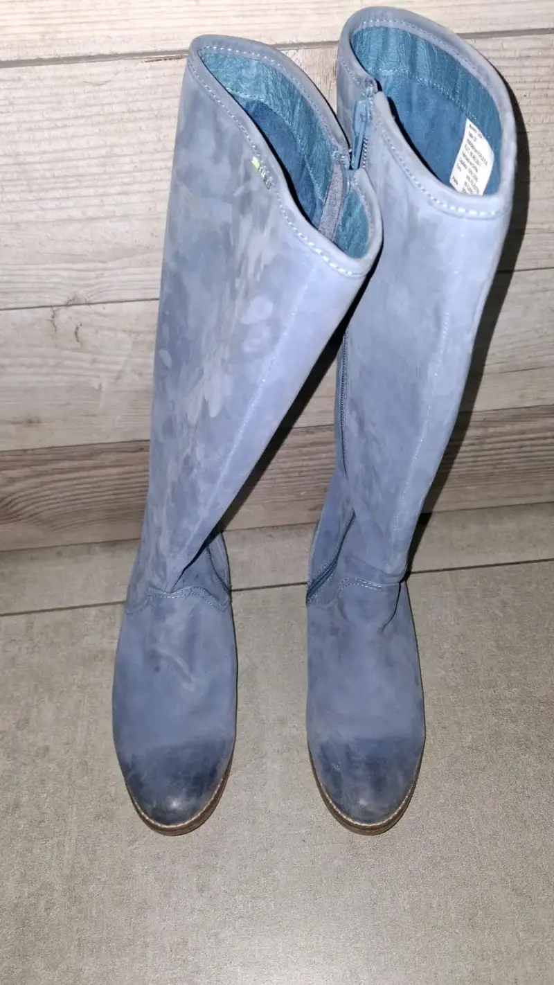 Botas de gamuza azul con cierre lateral - 1