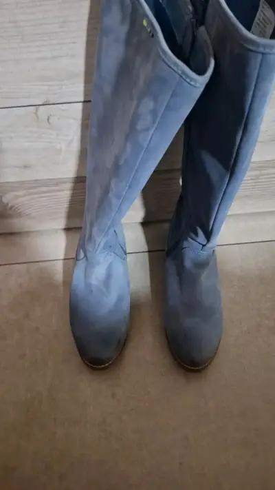 Botas de gamuza azul con cierre lateral - miniatura 2