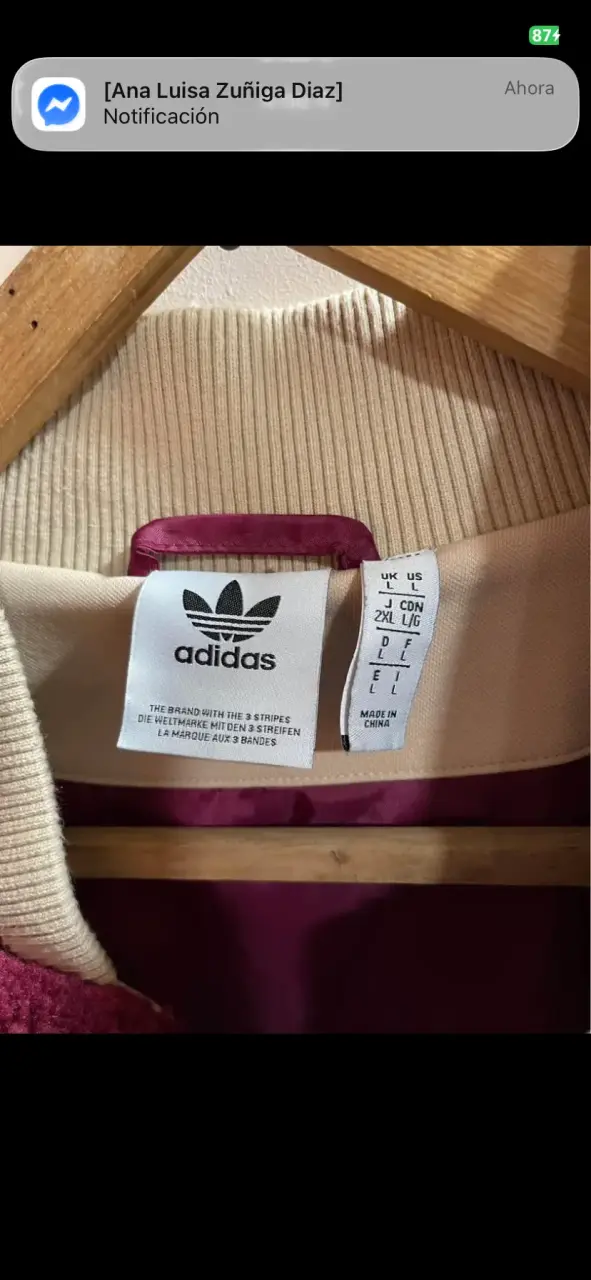 Chaqueta varsity Adidas burdeos y beige - 3