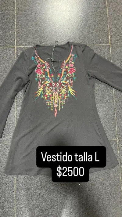 Vestido bohemio bordado talla L - miniatura 1