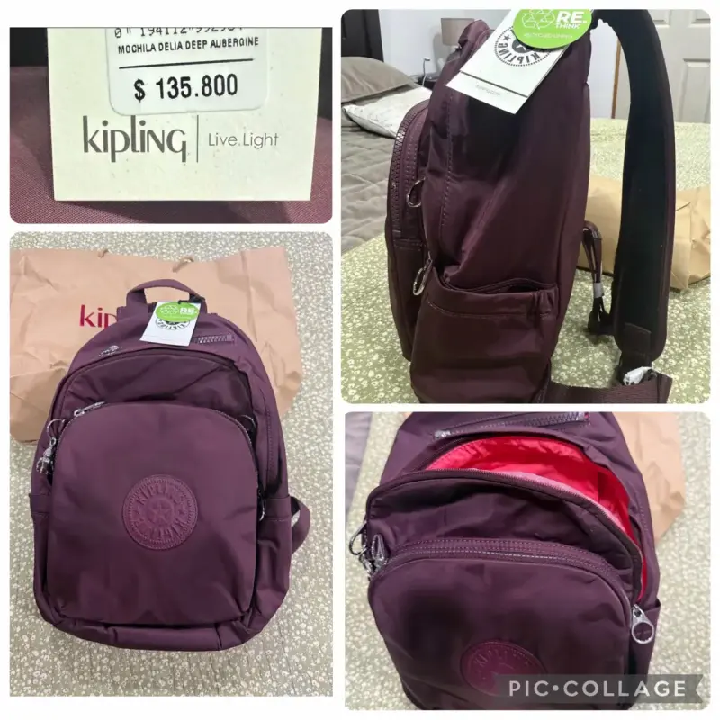 Mochila Kipling morada original con descuento - 2