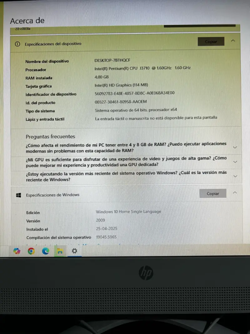 Computador All-in-One HP con teclado y mouse - 5