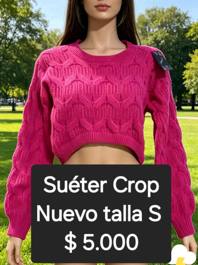 Suéter crop rosa nuevo talla S