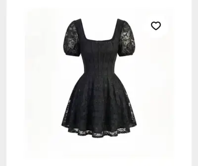 Vestido corto de encaje negro - miniatura 1