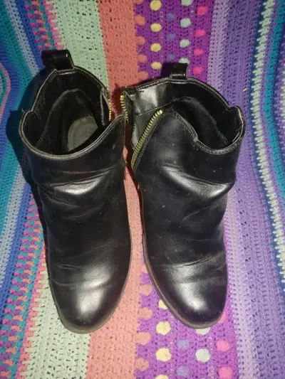 Botines de cuero negro con cierre lateral - miniatura 4