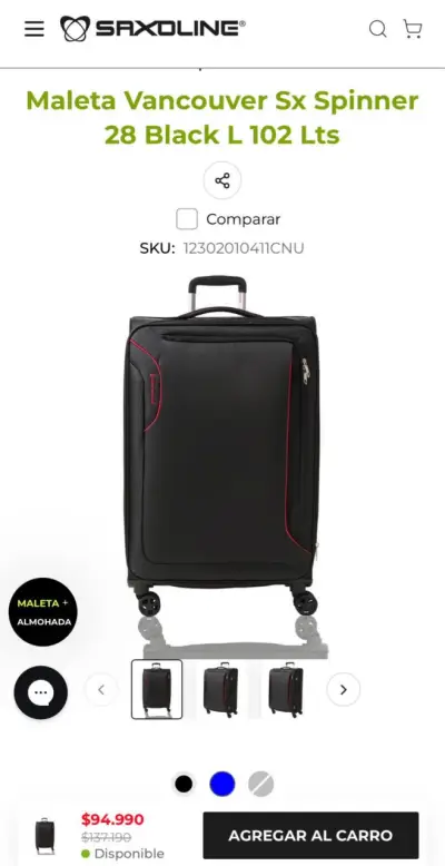 Maleta Saxoline Vancouver Sx Spinner 28 Black 102 Lts - miniatura 1