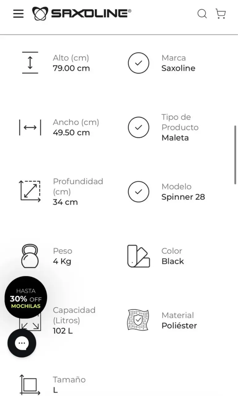 Maleta Saxoline Vancouver Sx Spinner 28 Black 102 Lts - 5