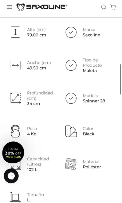 Maleta Saxoline Vancouver Sx Spinner 28 Black 102 Lts - miniatura 5