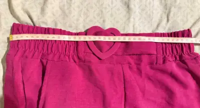 Pantalones anchos fucsia con cinturón corazón - miniatura 3