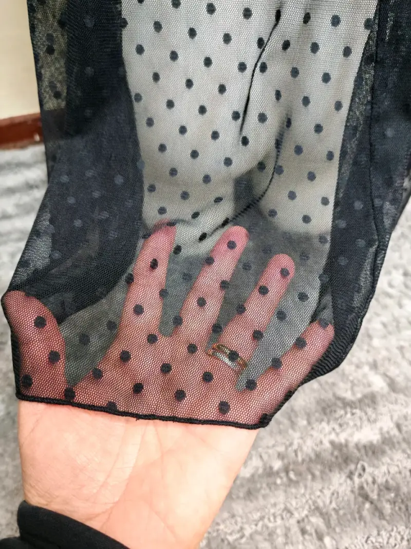 Babydoll negro con encaje y lazo - 6