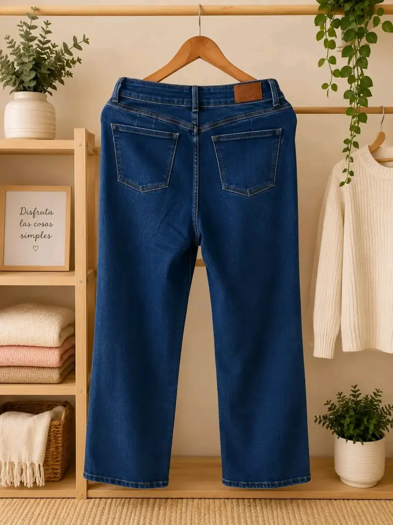 Jeans azul de tiro alto para mujer - 2