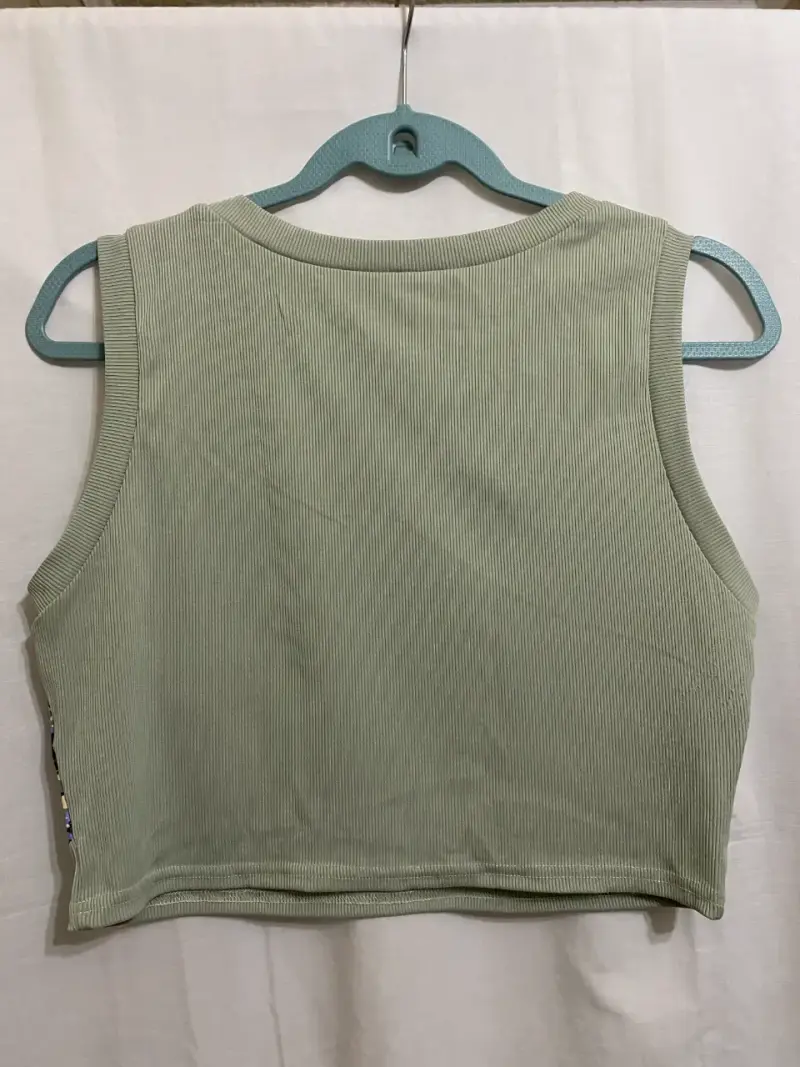 Crop top Romwe verde estampado japonés - 2