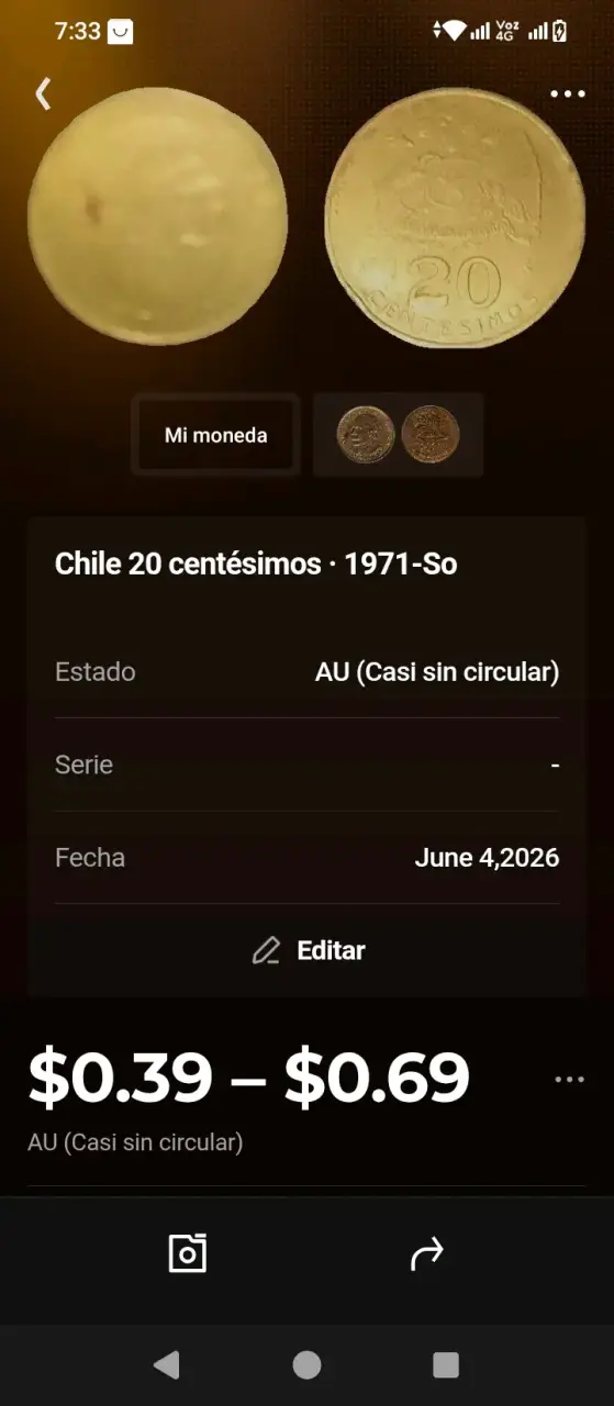 Moneda chilena de 1 peso 1953 - 6