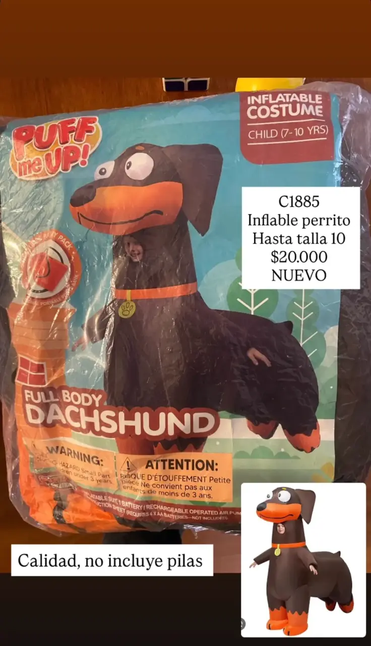 Disfraz inflable perro salchicha - 1