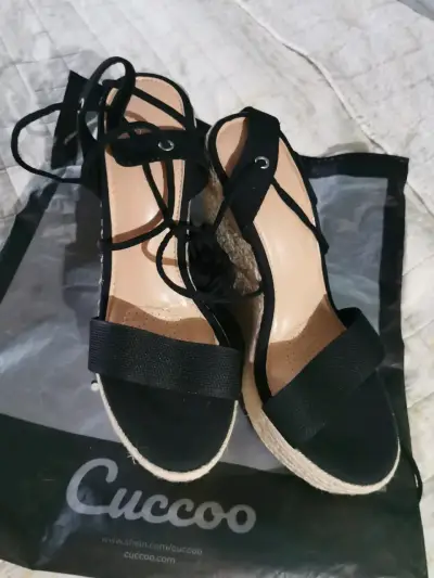 Sandalias de cuña negras Cuccoo talla 39 - miniatura 2