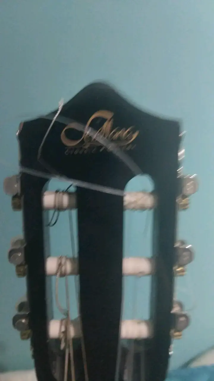 Guitarra acústica negra con funda - 5