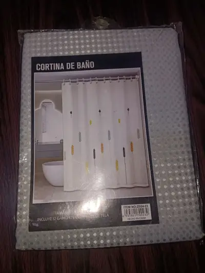 Cortina de baño verde con diseño - miniatura 2